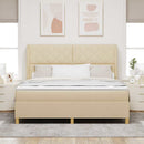 Box spring seng med hovedgærde Creme 200 x 180 cm Stof