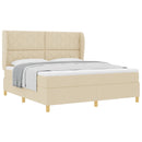 Box spring seng med hovedgærde Creme 200 x 180 cm Stof