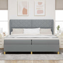 Box spring seng med hovedgærde Lysegrå 200 x 200 cm Stof