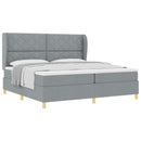 Box spring seng med hovedgærde Lysegrå 200 x 200 cm Stof