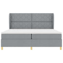 Box spring seng med hovedgærde Lysegrå 200 x 200 cm Stof
