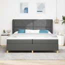 Box spring seng med hovedgærde Mørkegrå 200 x 200 cm Stof