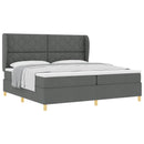Box spring seng med hovedgærde Mørkegrå 200 x 200 cm Stof