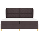 Box spring seng med hovedgærde Mørk Brun 200 x 200 cm Stof