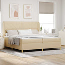 Box spring seng med hovedgærde Creme 200 x 200 cm Stof