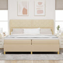 Box spring seng med hovedgærde Creme 200 x 200 cm Stof