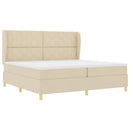 Box spring seng med hovedgærde Creme 200 x 200 cm Stof