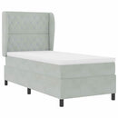 Box spring seng med madras Lysegrå 190 x 90 cm Fløjl