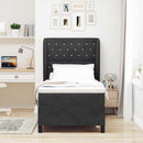 Box spring seng med madras Sort 200 x 100 cm Fløjl