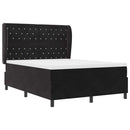 Box spring seng med madras Sort 190 x 140 cm Fløjl