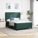 Box spring seng med hovedgærde Mørkegrøn 200 x 140 cm Fløjl