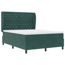 Box spring seng med hovedgærde Mørkegrøn 200 x 140 cm Fløjl