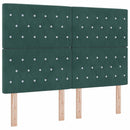 Box spring seng med hovedgærde Mørkegrøn 200 x 140 cm Fløjl