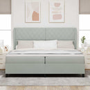 Box spring seng med madras Lysegrå 200 x 200 cm Fløjl