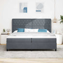 Box spring seng med madras Mørkegrå 200 x 200 cm Fløjl