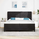 Box spring seng med madras Sort 200 x 200 cm Fløjl
