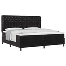 Box spring seng med madras Sort 200 x 200 cm Fløjl