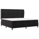 Box spring seng med madras Sort 200 x 200 cm Fløjl