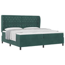 Box spring seng med hovedgærde Mørkegrøn 200 x 200 cm Fløjl
