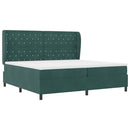 Box spring seng med hovedgærde Mørkegrøn 200 x 200 cm Fløjl