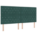 Box spring seng med hovedgærde Mørkegrøn 200 x 200 cm Fløjl