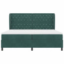 Box spring seng med hovedgærde Mørkegrøn 200 x 200 cm Fløjl