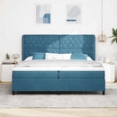 Box spring seng med madras Mørk blå 200 x 200 cm Fløjl