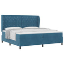 Box spring seng med madras Mørk blå 200 x 200 cm Fløjl