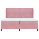 Box spring seng med hovedgærde Lyserød 200 x 200 cm Fløjl