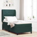 Box spring seng med hovedgærde Mørkegrøn 200 x 100 cm Fløjl