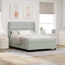 Box spring seng med hovedgærde Lysegrå 190 x 140 cm Fløjl