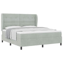 Box spring seng med hovedgærde Lysegrå 200 x 180 cm Fløjl