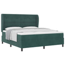 Box spring seng med hovedgærde Mørkegrøn 200 x 180 cm Fløjl