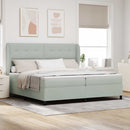 Box spring seng med hovedgærde Lysegrå 200 x 200 cm Fløjl