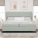 Box spring seng med hovedgærde Lysegrå 200 x 200 cm Fløjl