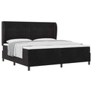 Box spring seng med hovedgærde Sort 200 x 200 cm Fløjl
