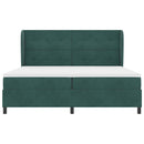 Box spring seng med hovedgærde Mørkegrøn 200 x 200 cm Fløjl