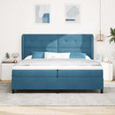 Box spring seng med hovedgærde Mørk blå 200 x 200 cm Fløjl