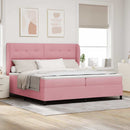 Box spring seng med hovedgærde Lyserød 200 x 200 cm Fløjl