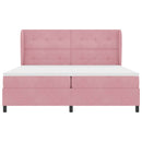 Box spring seng med hovedgærde Lyserød 200 x 200 cm Fløjl