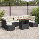 Havesofa Sæt 8 stk. Sort polyrattan