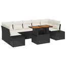 Havesofa Sæt 8 stk. Sort polyrattan