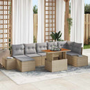Havesofa Sæt 8 pcs Beige og grå Poly rattan og solid akacietræ