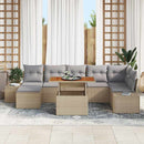Havesofa Sæt 8 pcs Beige og grå Poly rattan og solid akacietræ