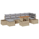 Havesofa Sæt 8 pcs Beige og grå Poly rattan og solid akacietræ
