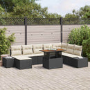 Havesofa Sæt 9 stk. Sort polyrattan