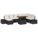 Havesofa Sæt 9 stk. Sort polyrattan