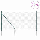 Kædehegn med pigge 1 x 25 m PVC-belagt stål Grøn Mesh