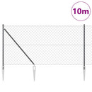 Kædehegn med pigge 10 x 1 m PVC-belagt stål Grå Mesh