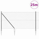 Kædehegn med pigge 25 x 1 m PVC-belagt stål Grå Mesh